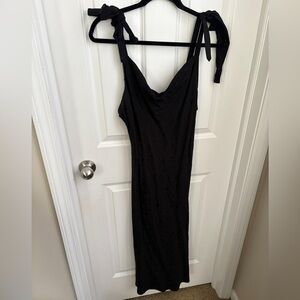 Forever 21 Satin Floral Cowl Neck Tie Strap Black Midi Dress Women’s Large